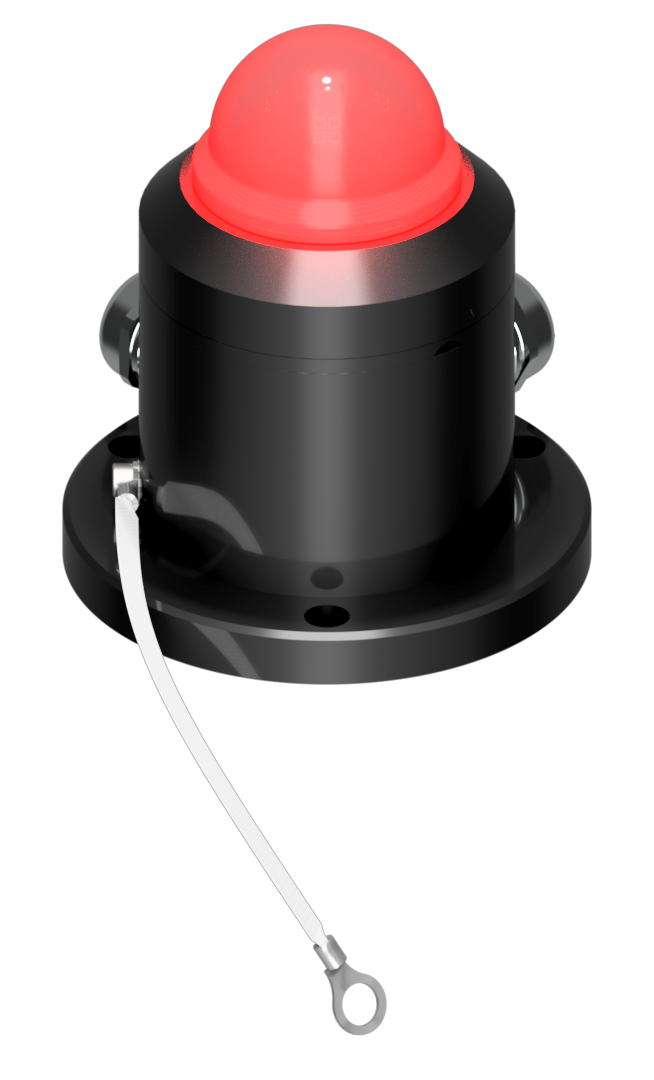 Obstruction light, red, hemispherical, double